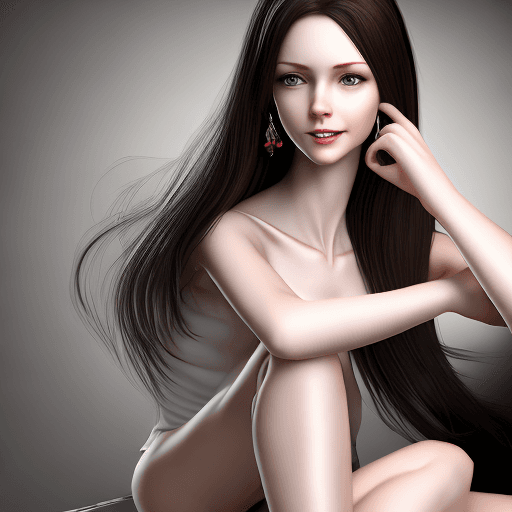 AI generated:  (((highly detailed face))), (highly detailed hair), legs spread, arms behind back, m legs, 4k, phot...