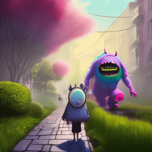 AI generated: Hyper realistic eye level exterior photo of a Commute to work monster, realisic, (((mystery))), 
 fa...