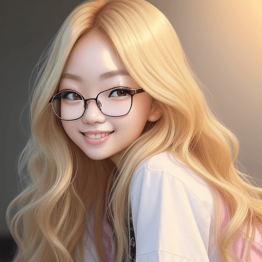 AI generated: a realistic photo of a [very pretty 22 year old asian woman], with [long, wavy, blonde hair], looks ...