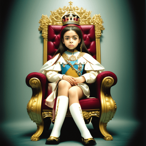 AI generated: Kodak disposable photography of young queen sit on her throne, 8k, --ar 3:4