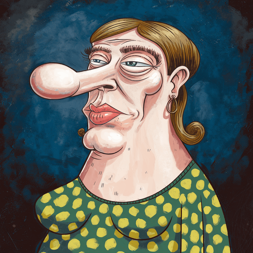 AI generated: illustration art, series of simple, colorful, woman, exaggerated features, against a solid deep blue...