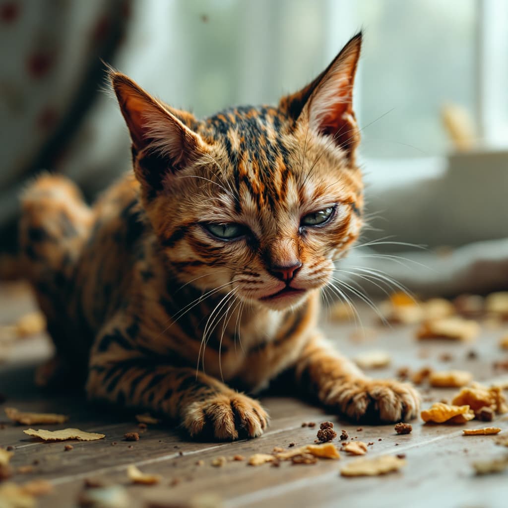 AI generated: poor skinny cat is crying and hungry