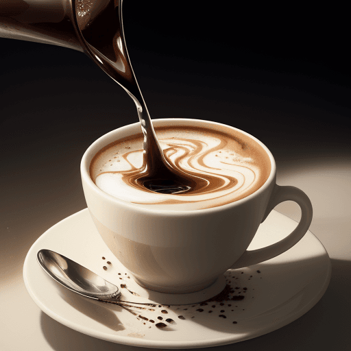 AI generated: The image captures a splash of coffee and cream inside a cup.. The suspended droplets and the smooth...