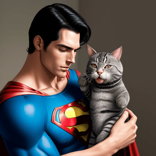 AI generated: superman durmiendo con su gato