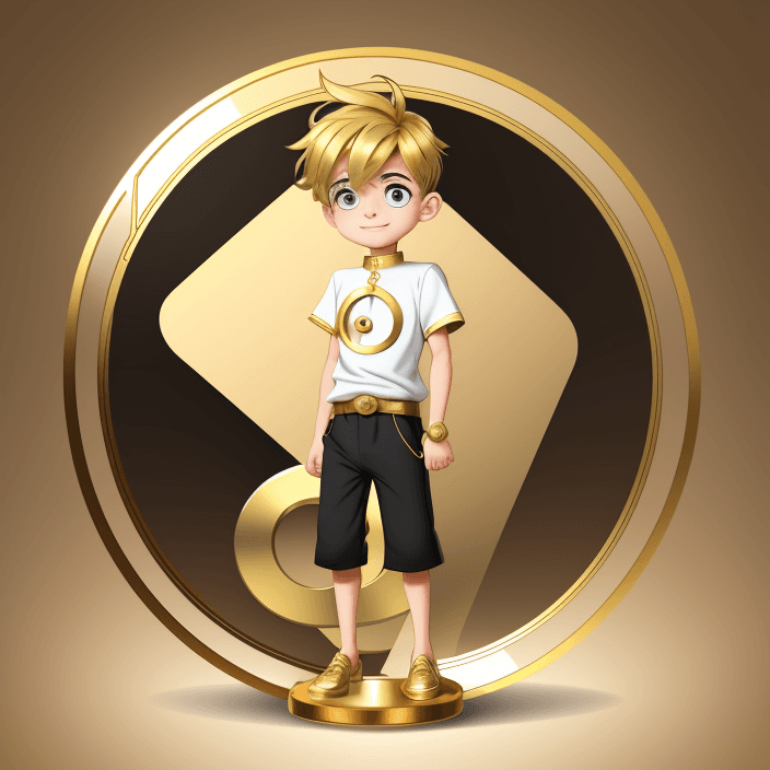 AI generated: logo, cartoon boy, gold theme, circle frame, arabic

