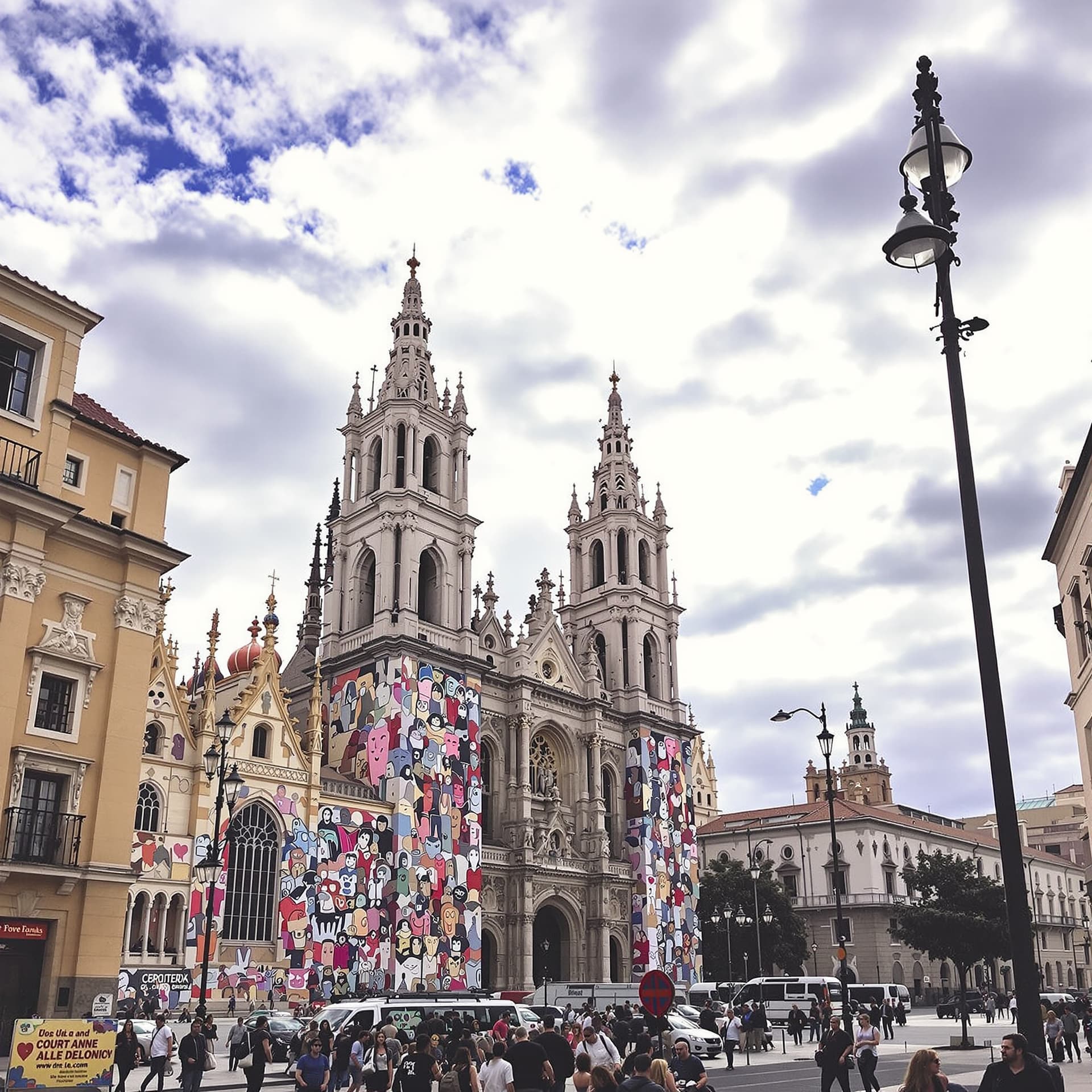 AI generated: Hazme un corazón pisoteado frente a la catedral de Granada