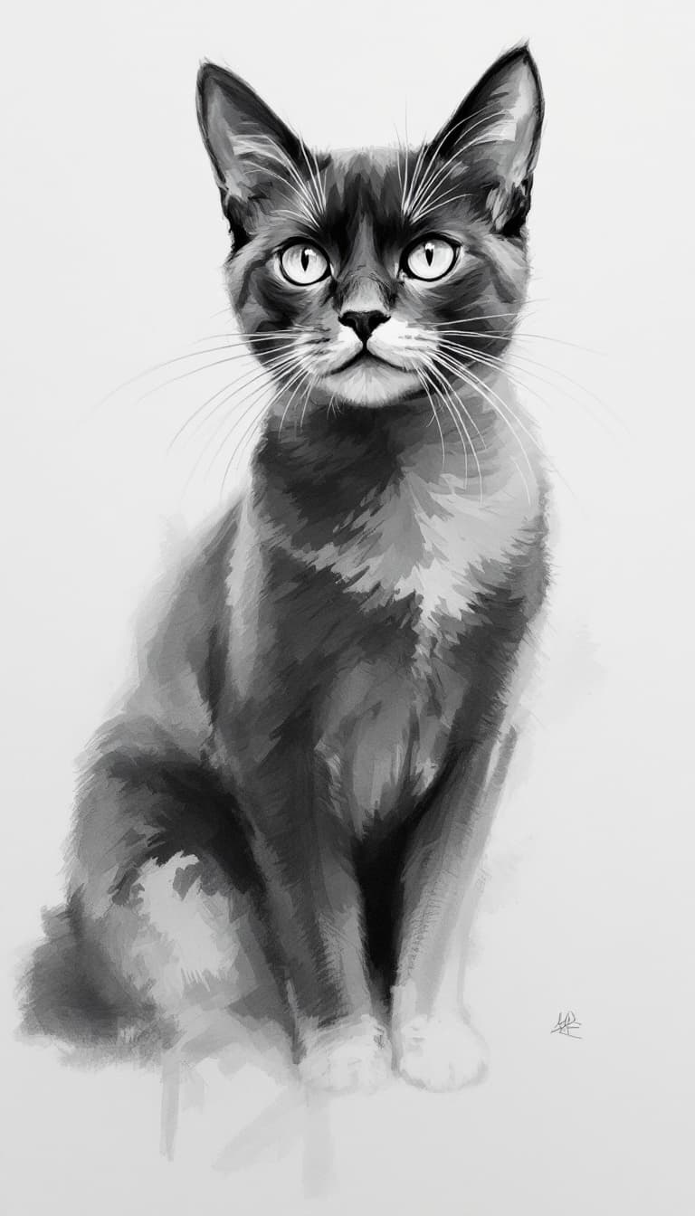 AI generated: Cat, charismatic, charcoal sketch