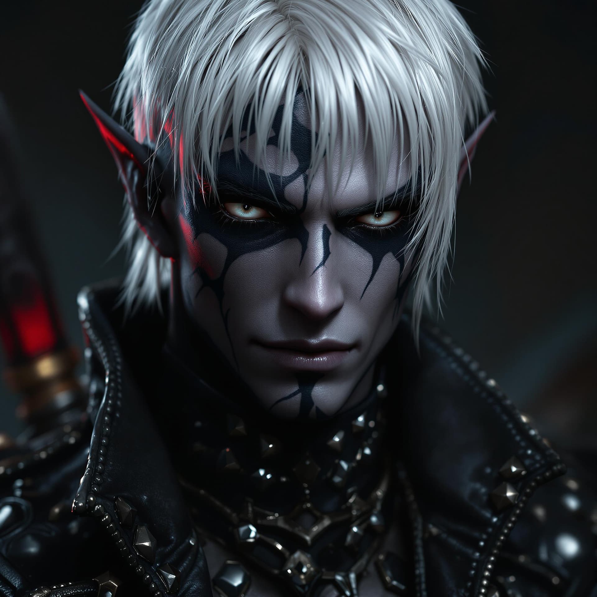 AI generated: High resolution photography, photorealistic close-up portrait male drow elf. handsome gunslinger, pa...