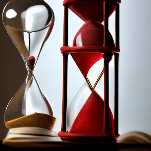 AI generated: An hourglass next to a quickly written academic paper symbolizing time-saving strategies.