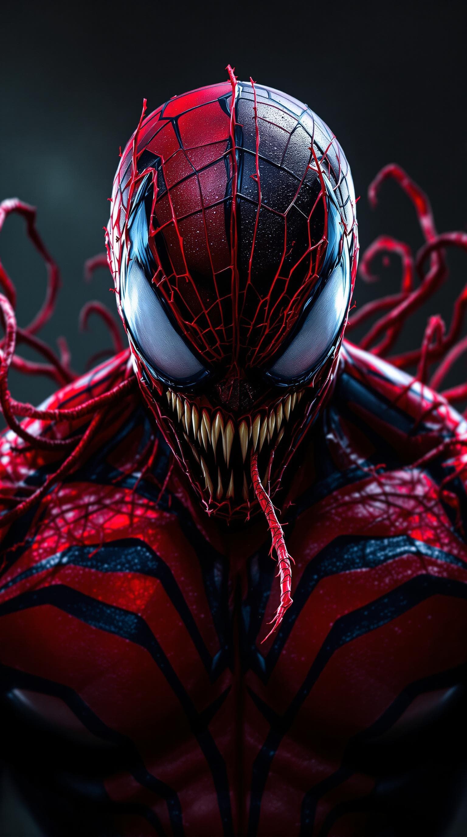 AI generated: Marvel's Carnage, Portrait image, 4k, ultra realistic image