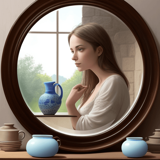 AI generated: A beauty reflected in a large pottery