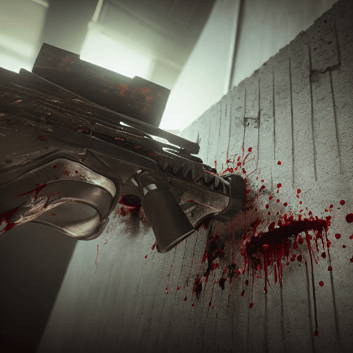 AI generated: wall with Bullet holes,black scratches،blood drops on wall, cinematic lighting, trending on artstati...