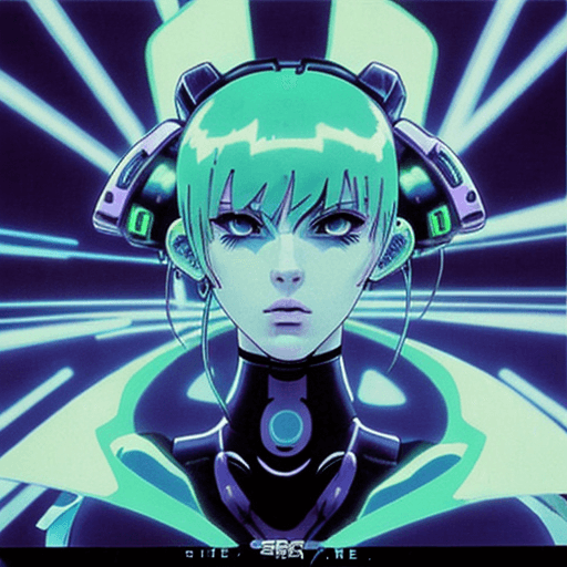 AI generated: early techno rave music inspired by ghost in the shell, 90s manga aesthetic