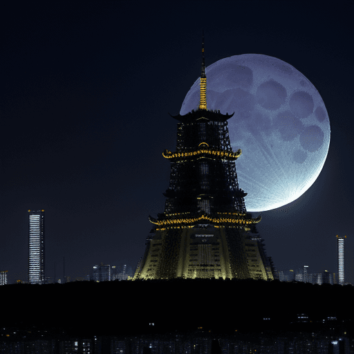 AI generated: La torre de Tokyo de noche con luna llena