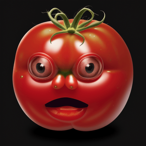 AI generated: a tomato with a face on its face , 8k , hd , ultra detail