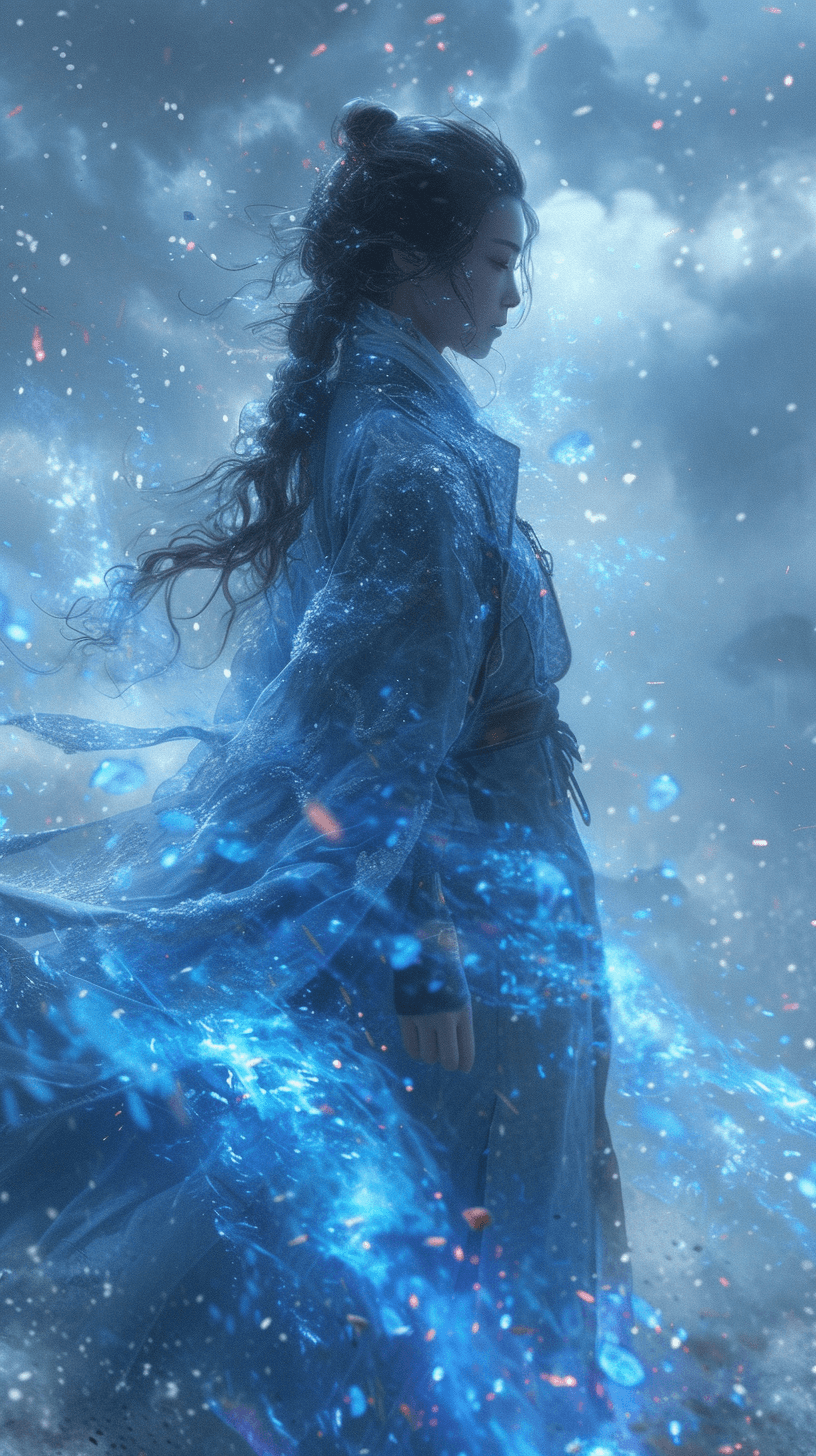 AI generated: korean wallpaper, in the style of ethereal, ghostly figures, apocalyptic collage, lens flares, wicca...