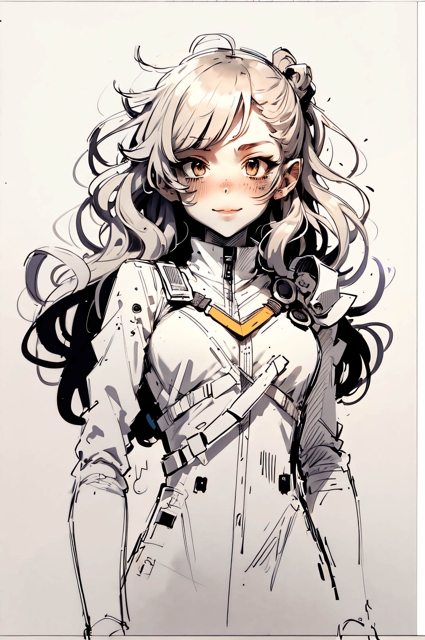 AI generated: masterpiece, best quality, 1girl, powerful, (lineart, sketch:1.3)
