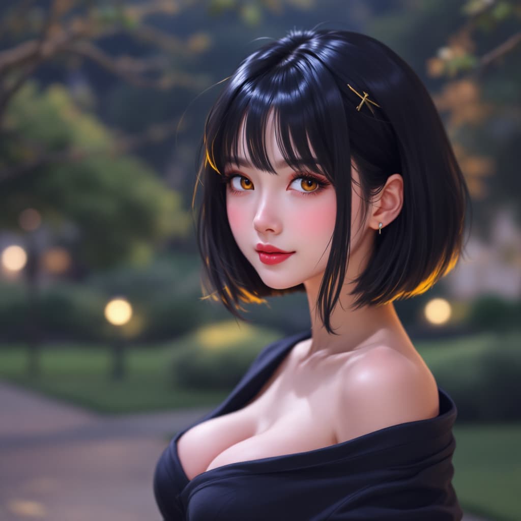 AI generated: ((masterpiece)), 8k, best quality, soft colours, hour glass figure, (boobs), (cute face:1.3), (shinn...