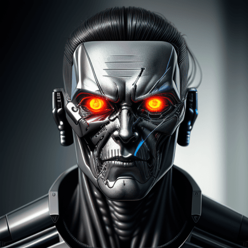AI generated: portrait of robot Terminator, cyborg, evil, in dynamics, highly detailed, packed with hidden details...