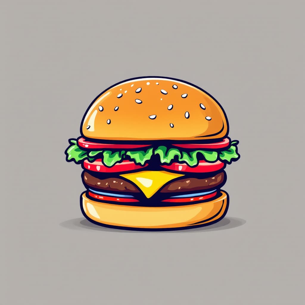 AI generated: 2d simplified vector burger icon image