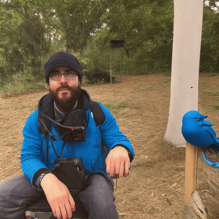 AI generated: front shot of (Andrew Tate) with the (blue (twitter) bird) perched on his shoulder, 8k, hyperrealist...