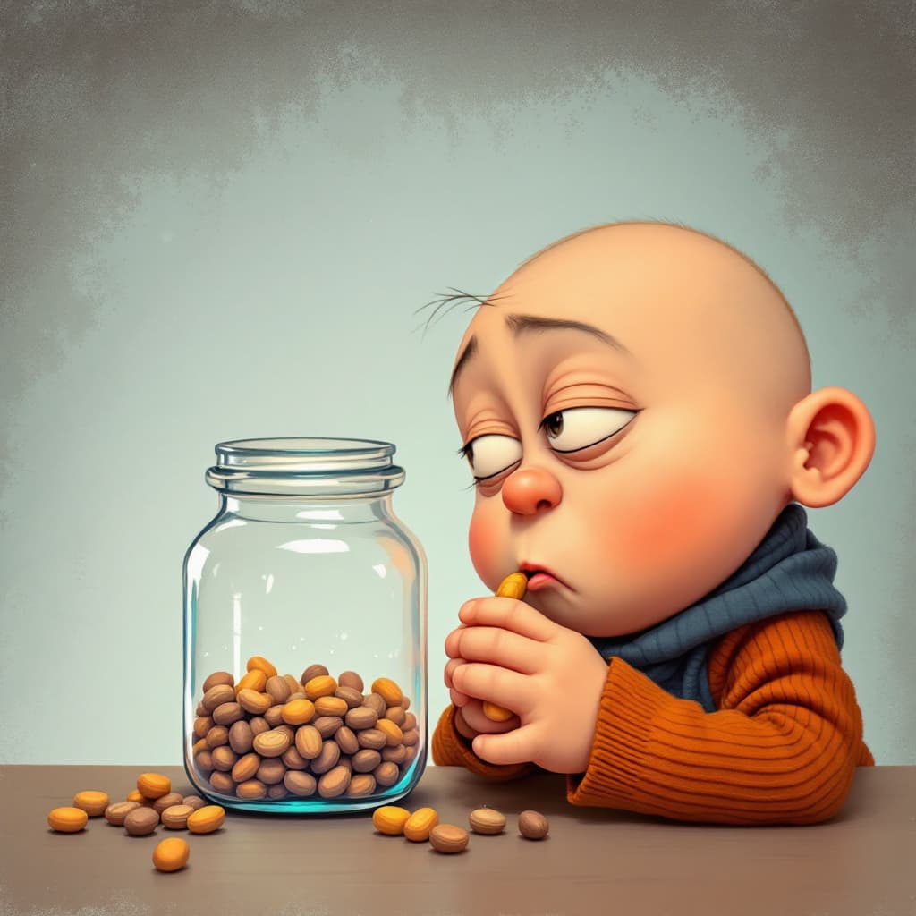 AI generated: down syndrome sniffing a jar.
