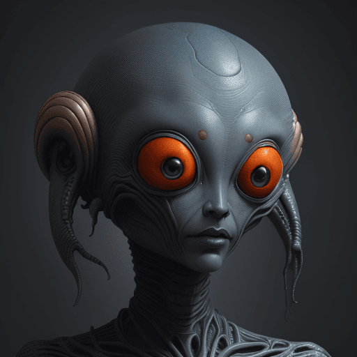 AI generated: 2d art of alien, in the style of textured illustrations, dark gray and bronze, online sculpture, nao...