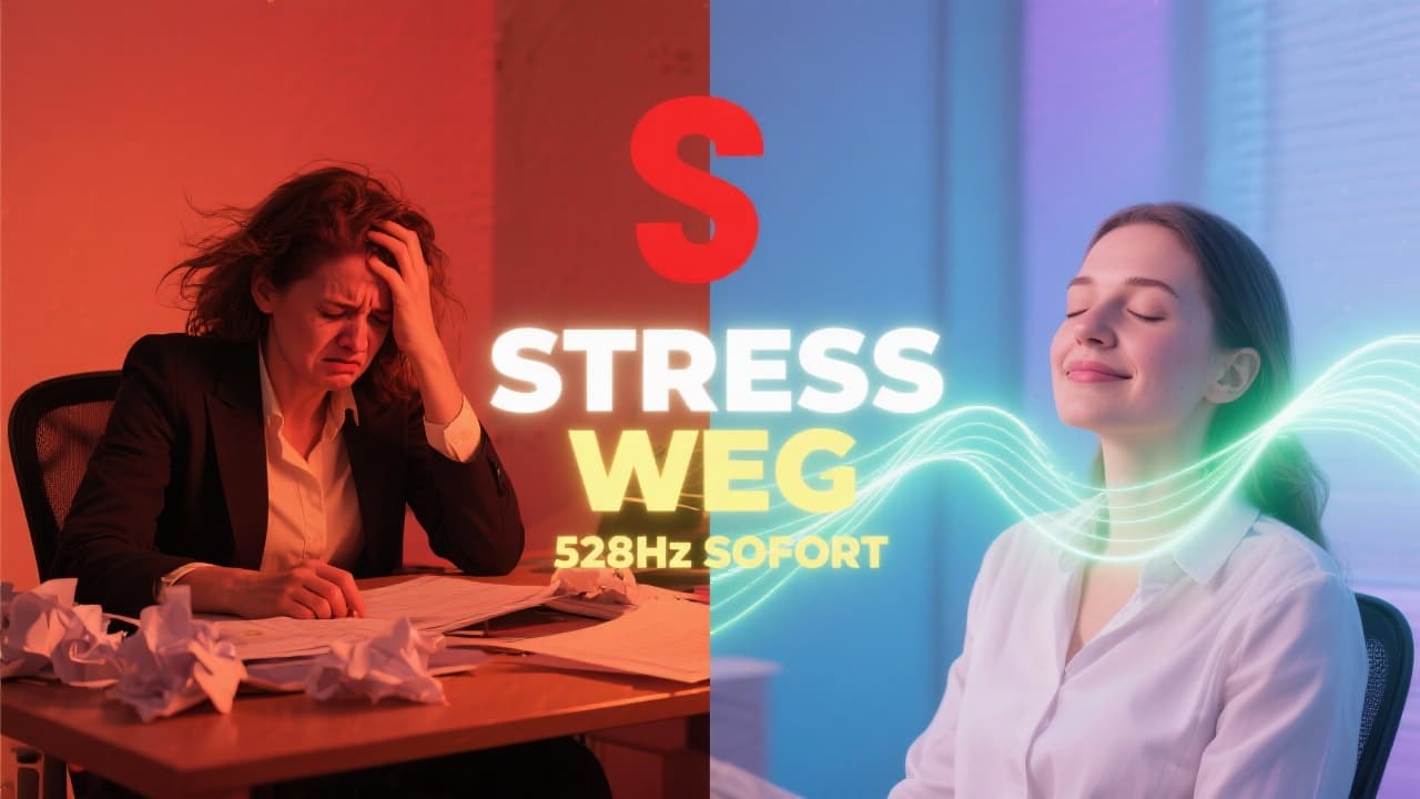 AI generated: Split-screen YouTube thumbnail showing a dramatic transformation from stress to peace. Left side: A ...