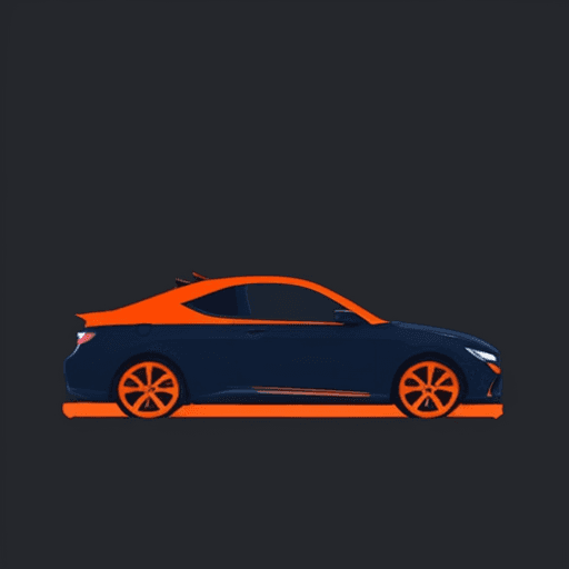 AI generated: A navy blue phone wallpaper with a minimal orange car outline on the left side