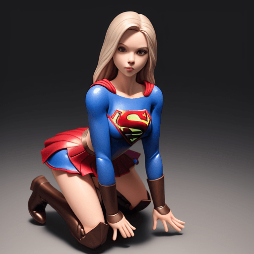 AI generated: super girl  bending down hands on bottom and two piece dress ,smooth ,high boots, mini skirt , full ...
