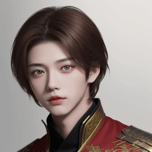 AI generated: xiayan 1boy brown hair red eyes