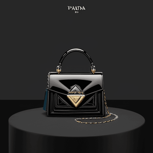 AI generated: Characterized by a silhouette that recalls Prada's iconic geometric shape, this mini-handbag feature...