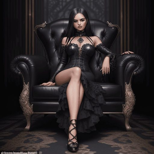 AI generated: a stunning Instagram model in black with open shoes, luxury dress, in the style of multi-layered tex...