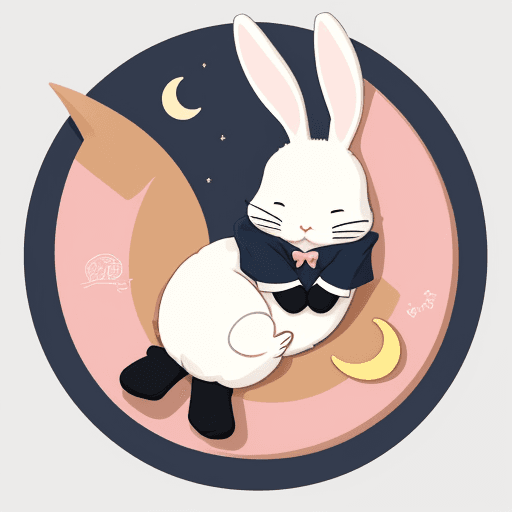 AI generated: Logo, cute bunny sleeping on crescent moon, socks 