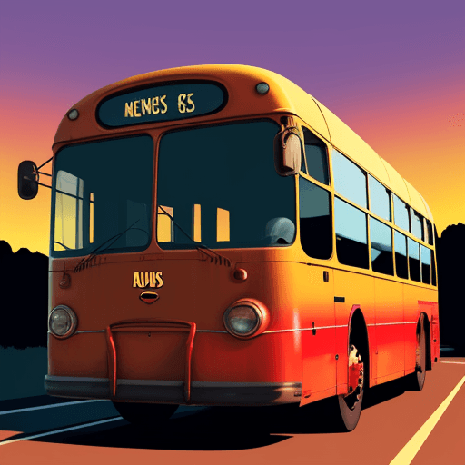 AI generated: a bus, american vintage, retro, pop art, full bus, full body, 45 degrees, semihalf side, no human, s...