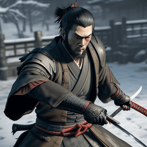 AI generated: an extraordinary 3D scene featuring Isshin Ashina from Sekiro: Shadows Die Twice. Immerse Isshin in ...