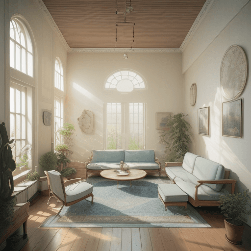 AI generated: High resolution photography interior design, dreamy sunken living room conversation pit, wooden floo...