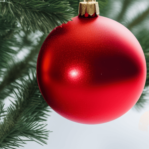 AI generated: colorfull, happy, red christmas ball, 
on a branch