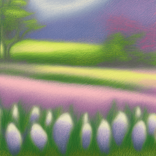 AI generated: pastel drawing of a spring landscape