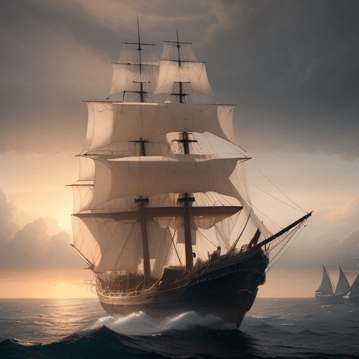 AI generated: Photo of a ultra realistic sailing ship, dramatic light, pale sunrise, cinematic lighting, battered,...