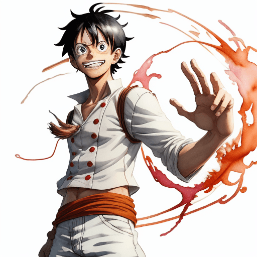 AI generated: masterpiece, concept art, centered, mid shot, standing, line-drawing, Watercolor paints, Gear Fifth,...