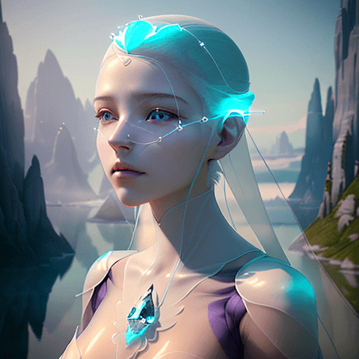 AI generated: ethereal and clean portrait of a female character Unreal Engine 5, pristine face glass-like face ski...