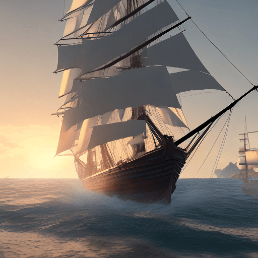 AI generated: Photo of a ultra realistic sailing ship, dramatic light, pale sunrise, cinematic lighting, battered,...