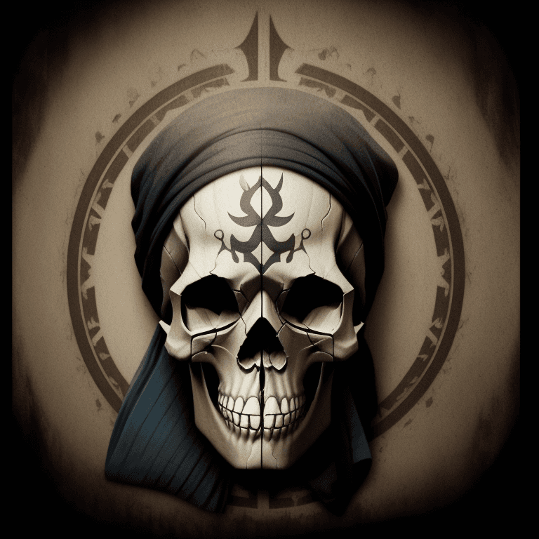 AI generated: Inlay work skull photographic cinematic