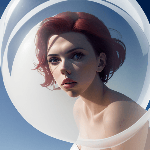 AI generated: a professional photograph of a [:metrical CHV3CPlane) scarlett johansson, inside a transparent white...