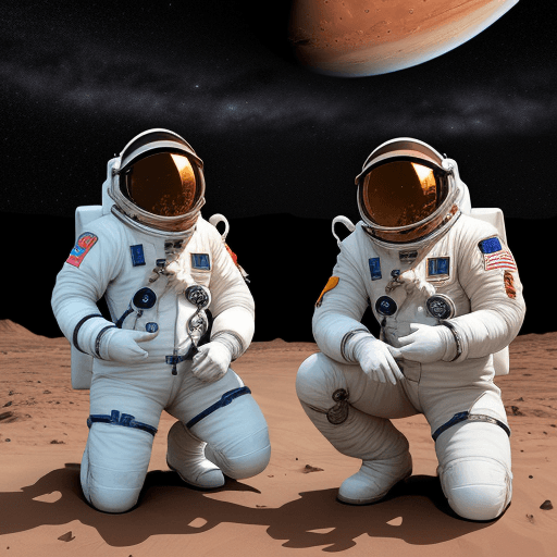 AI generated: Use their pose exactly like it is right now and then make it look like they're two astronauts on mar...