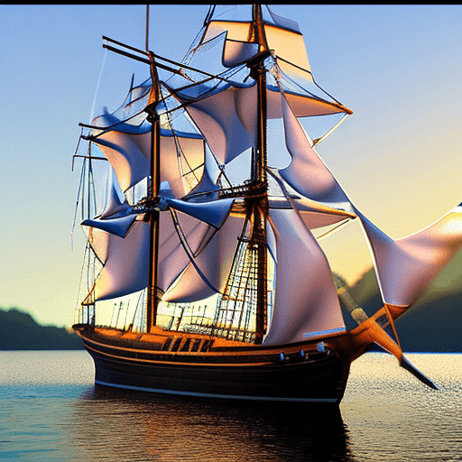 AI generated: Photo of a ultra realistic sailing ship, dramatic light, pale sunrise, cinematic lighting, battered,...