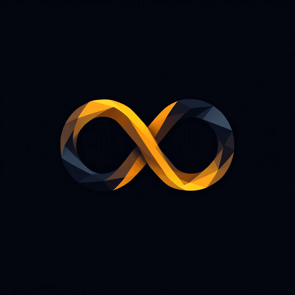 AI generated: "Create an abstract geometric logo using sharp, angular shapes that form an infinity symbol. The sym...