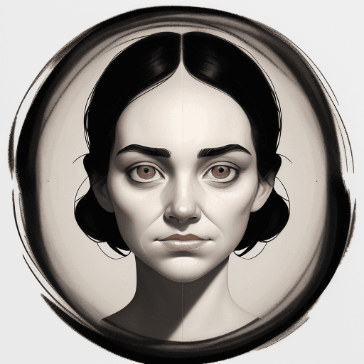 AI generated: Typographic portrait image featuring a stylized face composed entirely of text. The layout is a clos...