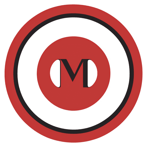 AI generated: Design a distinctive red logo for MAVS. On top of this circle, integrate a heart shape, ensuring it'...